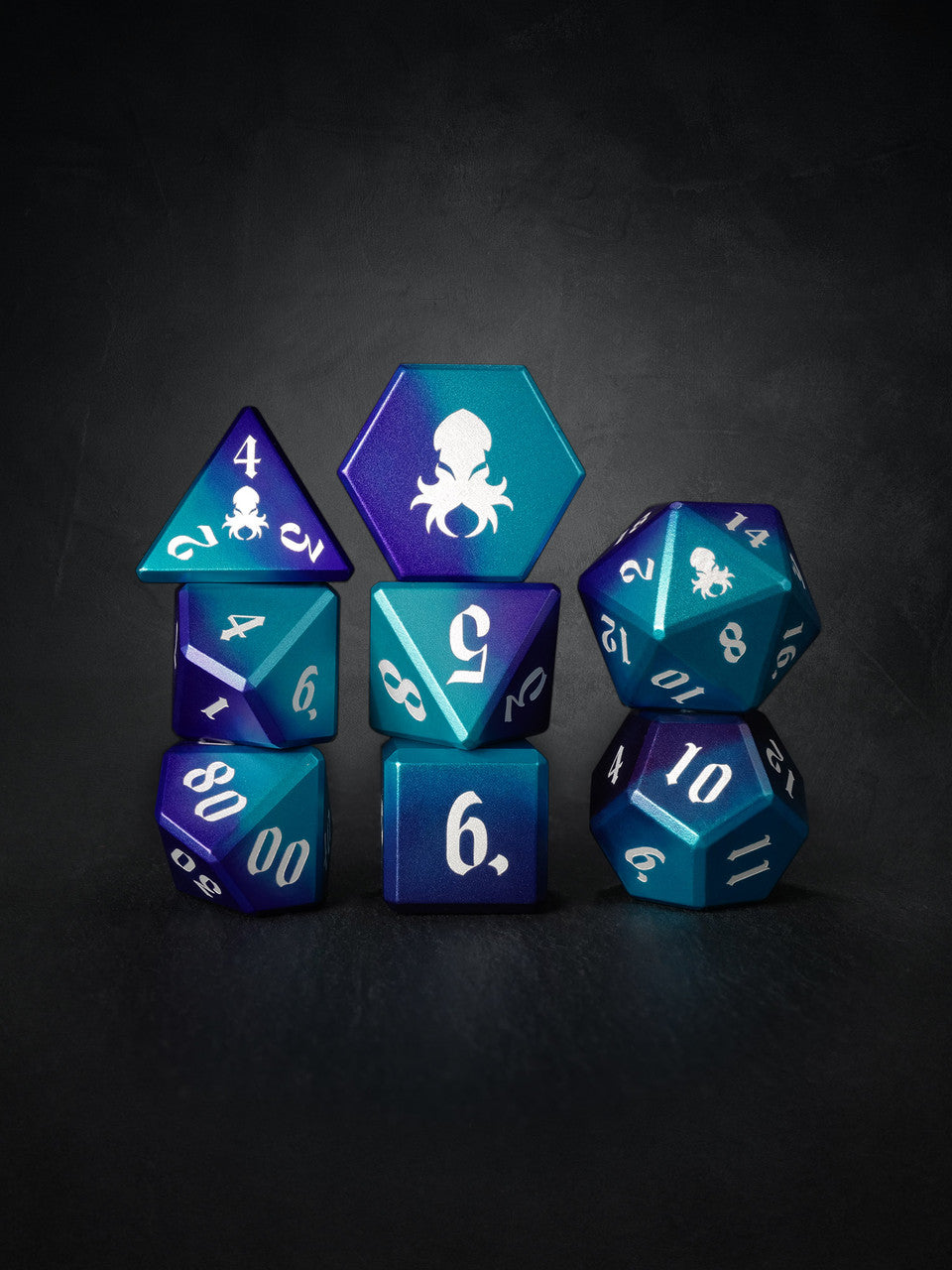 Vulcan: Dragon Knight 8pc Blue and Purple Precision Aluminum Dice Set
